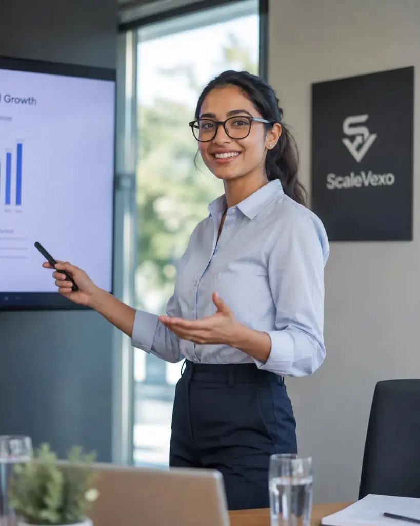 ScaleVexo team member in the branded studio